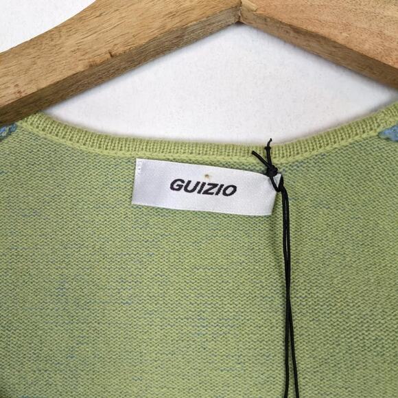 NWT Danielle Guizio Blue Lime Scoop Neck Knit Crop Top Size XL - Picture 4 of 10